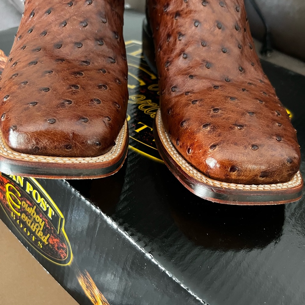 ***SOLD~~~~~>NWT Dan Post Dillinger Full Quill Ostrich Square Toe Cowboy Boots - Picture 3 of 15